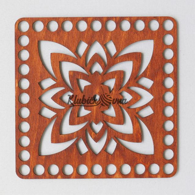 Víko z překližky Mandala čtverec 14,6 cm dekor mahagon