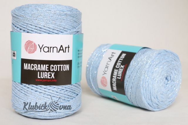 Příze Macrame Cotton Lurex 729 světle modrá (stříbrný lurex)