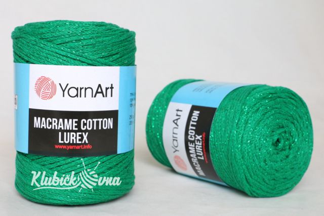 Příze Macrame Cotton Lurex 728 zelená (zelený lurex)