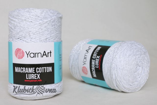 Příze Macrame Cotton Lurex 720 bílá (stříbrný lurex)
