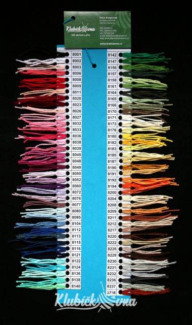 Vzorník příze Jeans (výrobce Vlna Hep), 77 odstínů