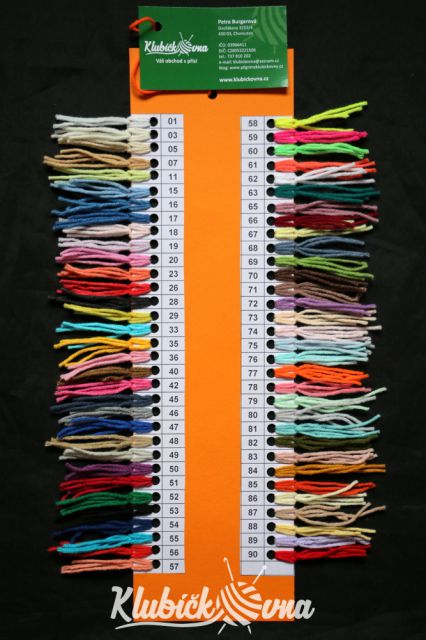 Vzorník příze Jeans (výrobce YarnArt), 67 odstínů